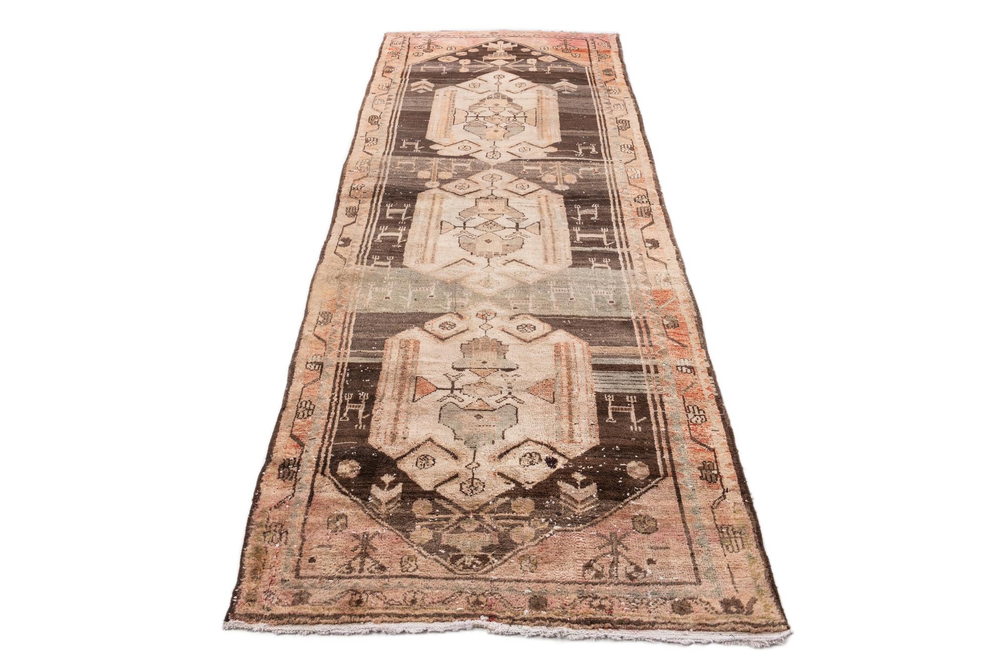 3' 8 x 9' 2 Hand Knotted Ultra Vintage Persian Wool Runner Rug