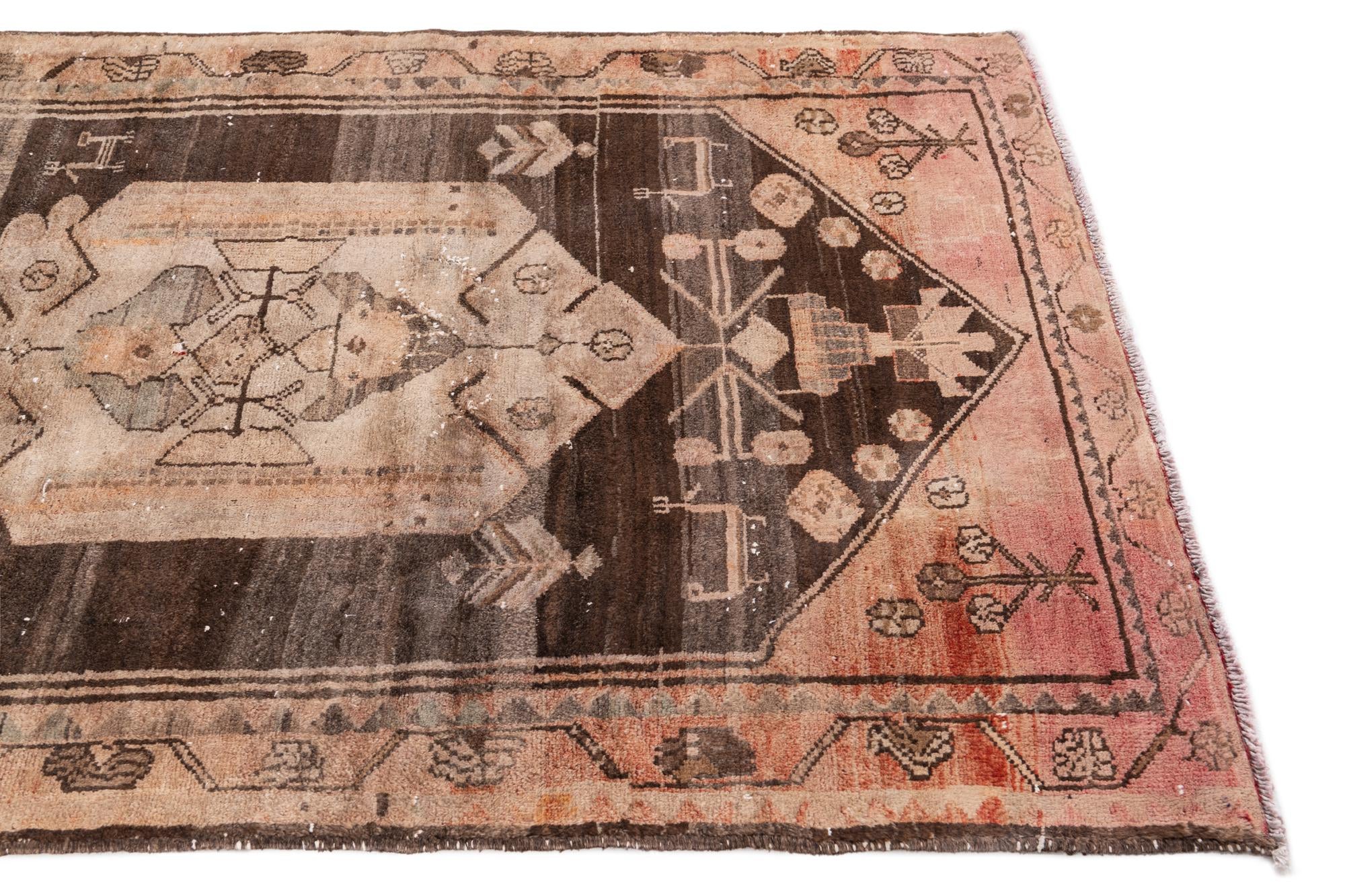 3' 8 x 9' 2 Hand Knotted Ultra Vintage Persian Wool Runner Rug