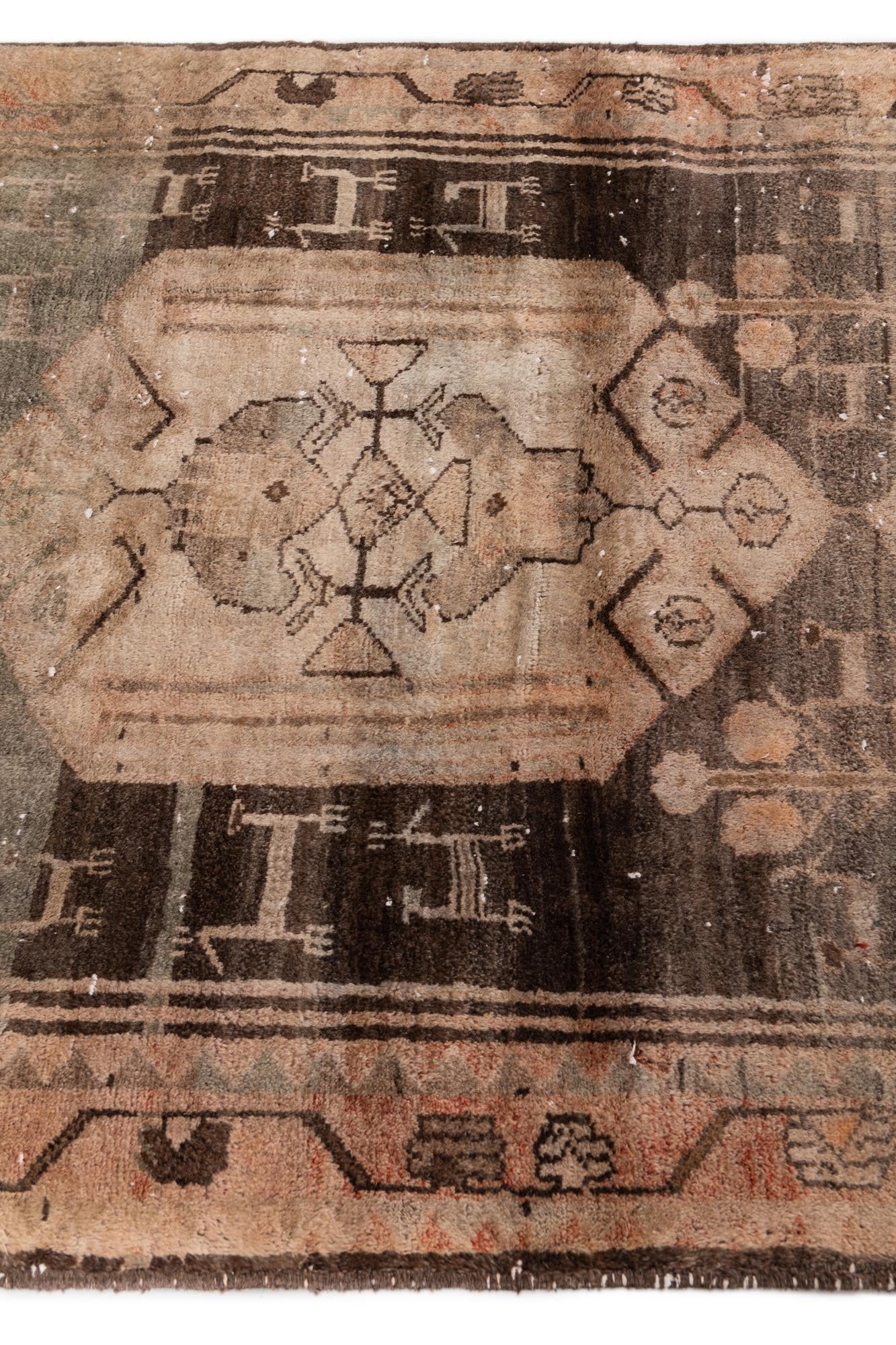 3' 8 x 9' 2 Hand Knotted Ultra Vintage Persian Wool Runner Rug