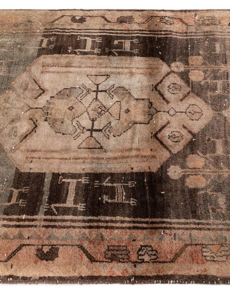 Detail image of 3' 8 x 9' 2  Hand Knotted Ultra Vintage Persian Wool Runner Rug