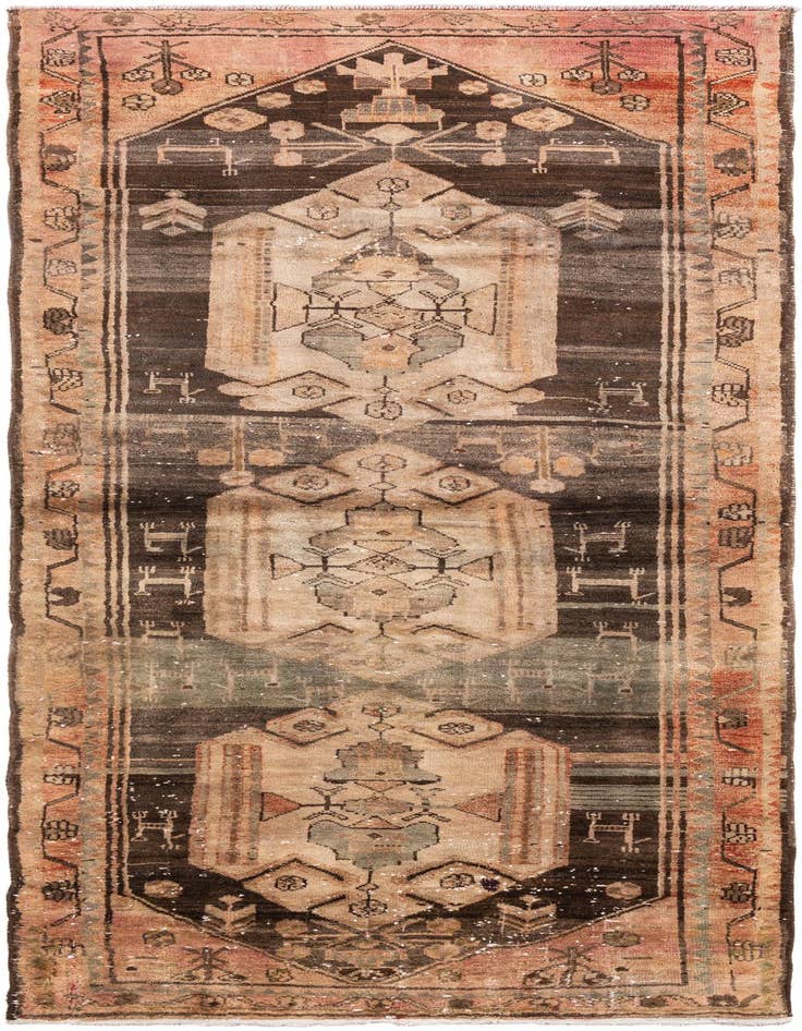 Detail image of 3' 8 x 9' 2 Hand Knotted Ultra Vintage Persian Wool Runner Rug