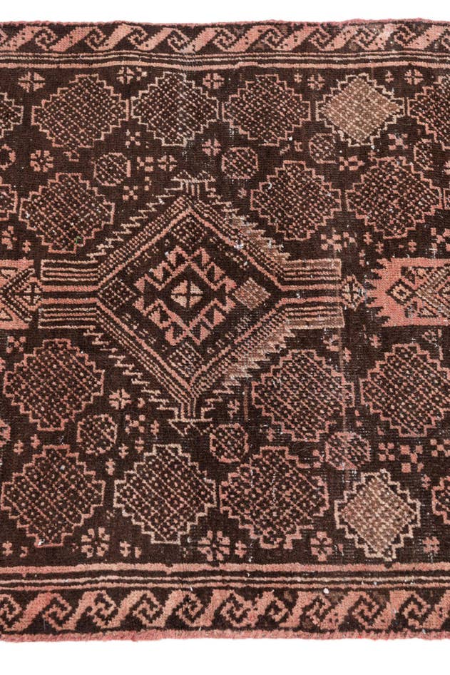 Detail image of 2' 6 x 5' 5 Hand Knotted Ultra Vintage Persian Wool Runner Rug