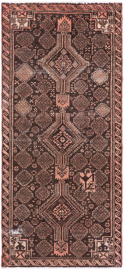 Detail image of 2' 6 x 5' 5 Hand Knotted Ultra Vintage Persian Wool Runner Rug
