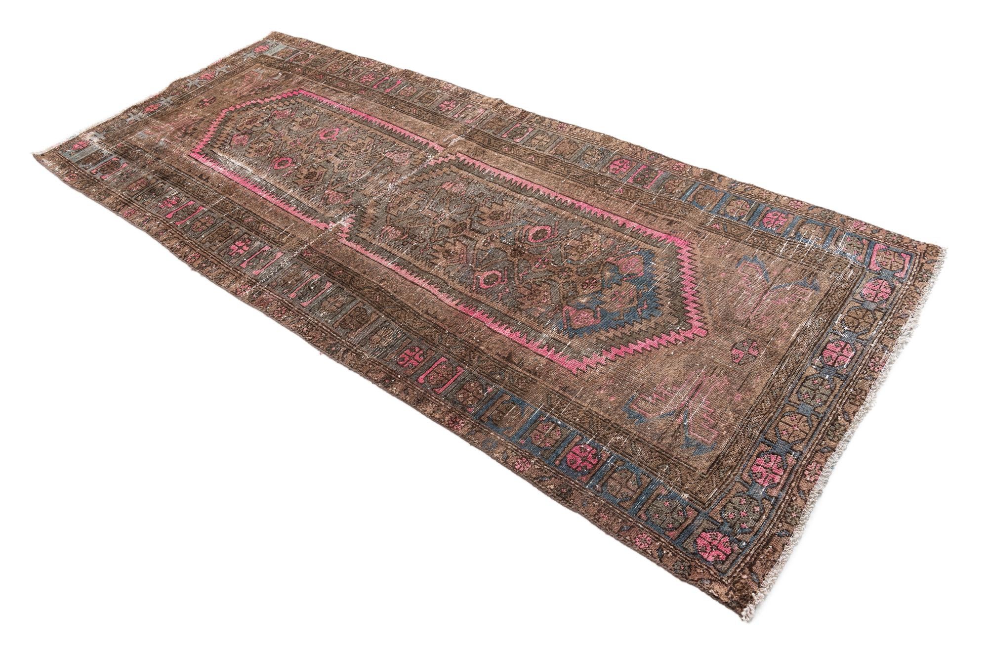 3' 7 x 8' 6 Hand Knotted Ultra Vintage Persian Wool Runner Rug