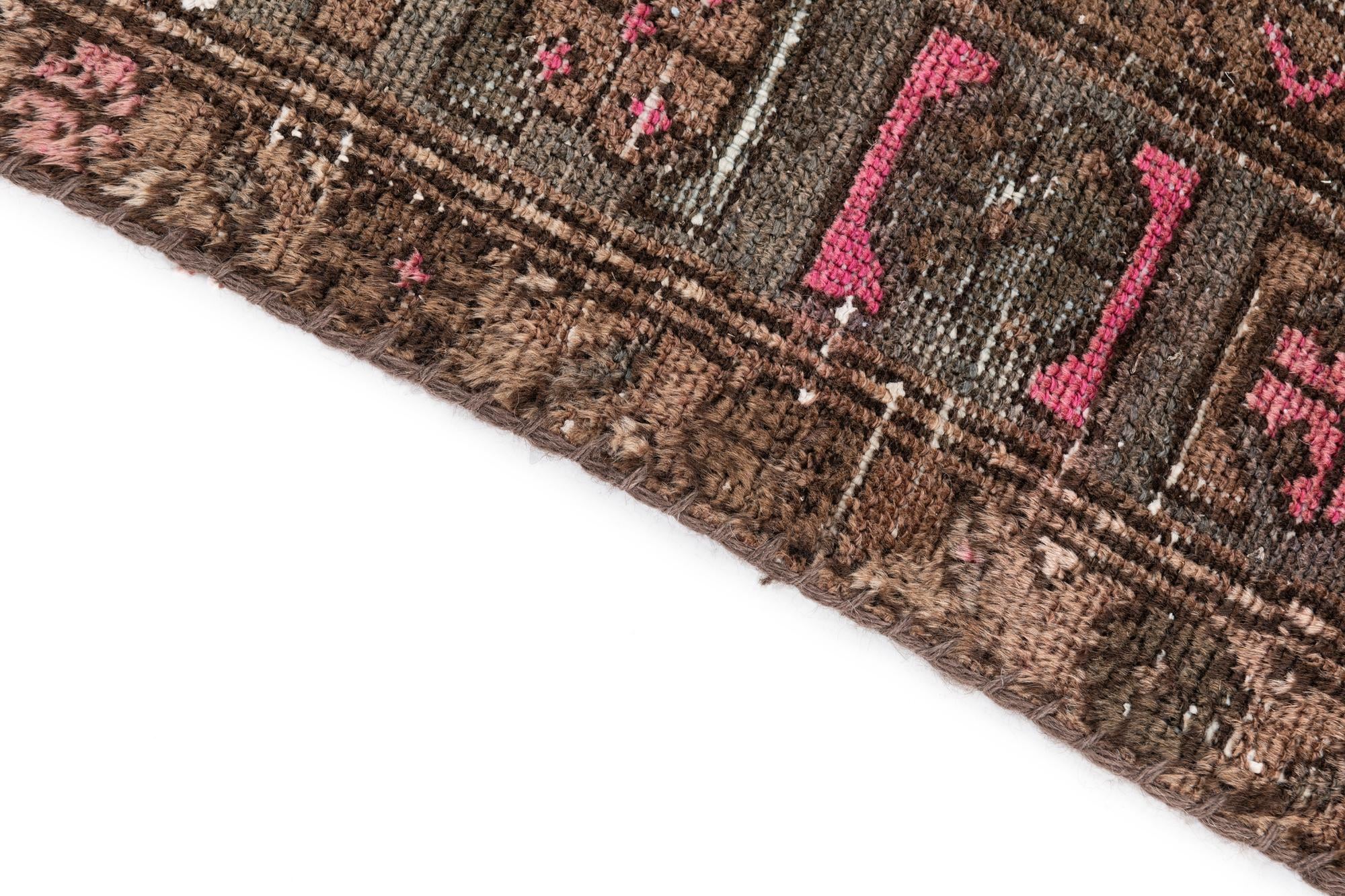 3' 7 x 8' 6 Hand Knotted Ultra Vintage Persian Wool Runner Rug