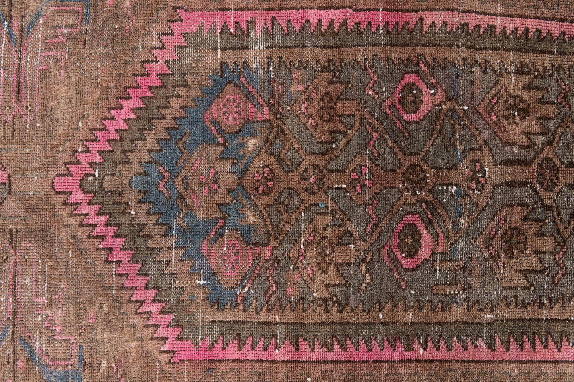3' 7 x 8' 6 Hand Knotted Ultra Vintage Persian Wool Runner Rug