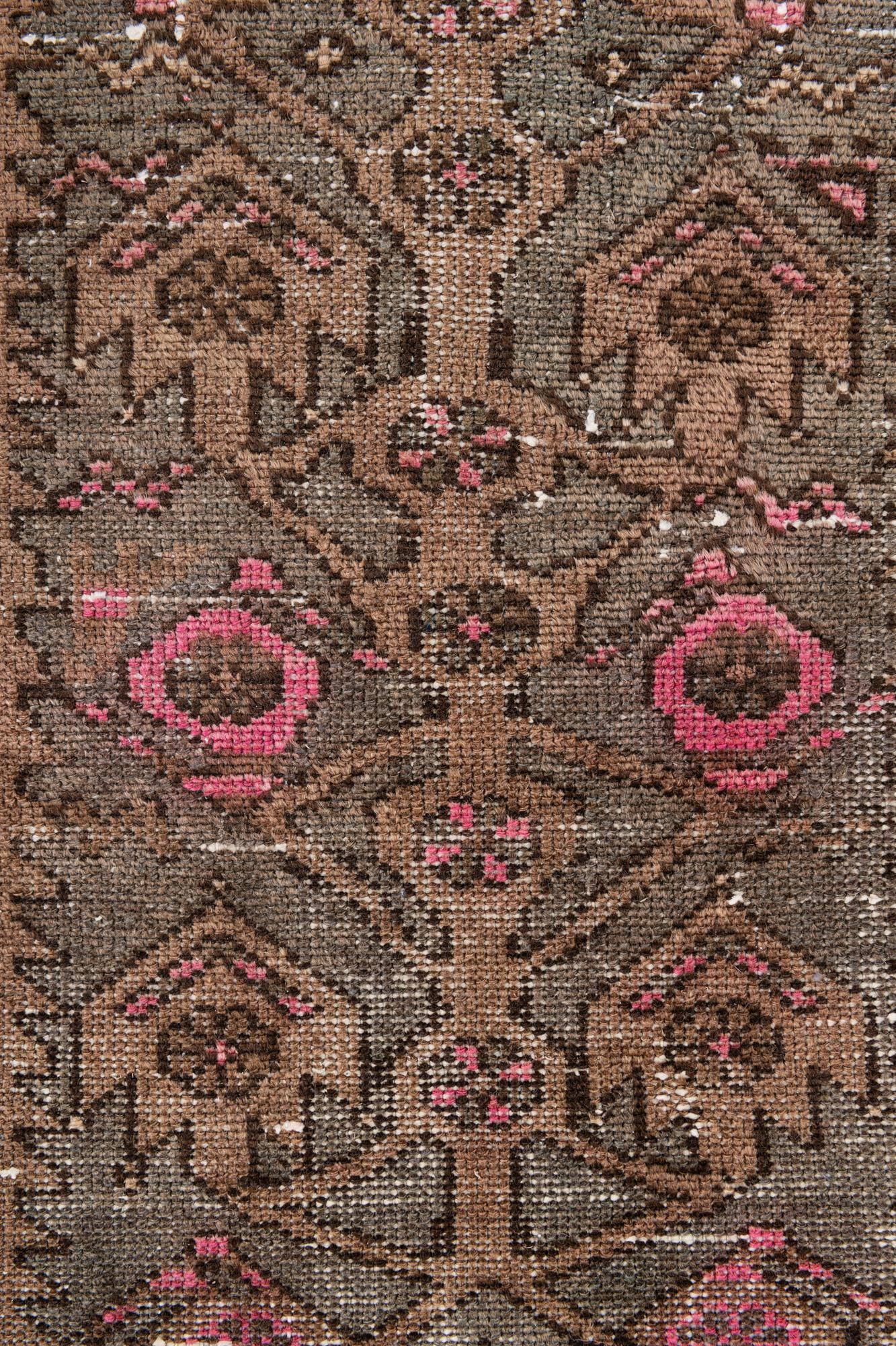 3' 7 x 8' 6 Hand Knotted Ultra Vintage Persian Wool Runner Rug