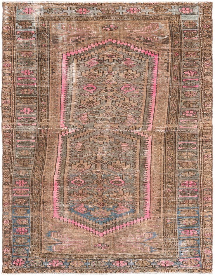 Detail image of 3' 7 x 8' 6 Hand Knotted Ultra Vintage Persian Wool Runner Rug