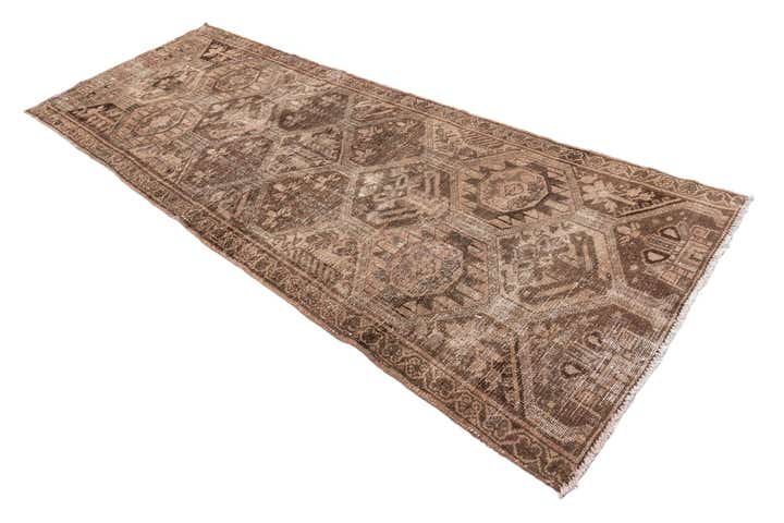 3' 7 x 9' 5 Hand Knotted Ultra Vintage Persian Wool Runner Rug