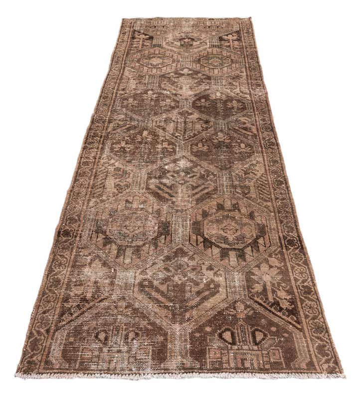 3' 7 x 9' 5 Hand Knotted Ultra Vintage Persian Wool Runner Rug