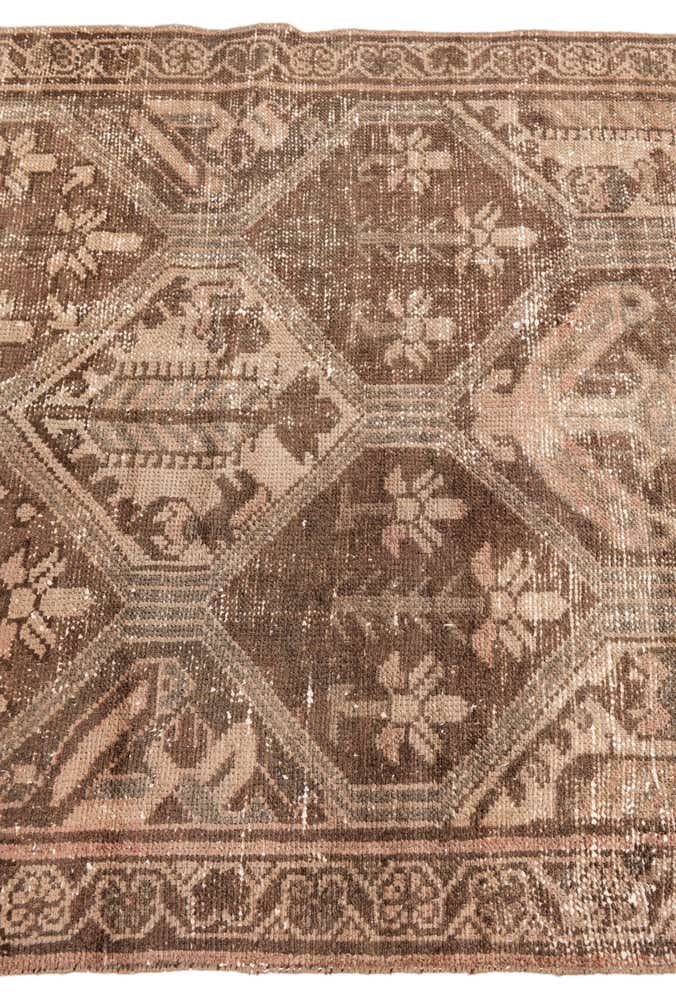 3' 7 x 9' 5 Hand Knotted Ultra Vintage Persian Wool Runner Rug