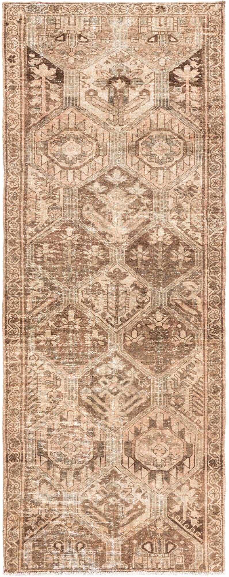 3' 7 x 9' 5 Hand Knotted Ultra Vintage Persian Wool Runner Rug