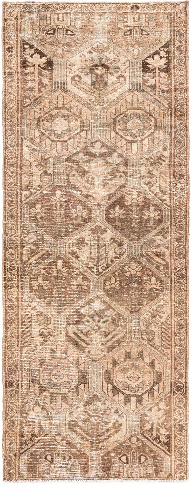 3' 7 x 9' 5 Hand Knotted Ultra Vintage Persian Wool Runner Rug