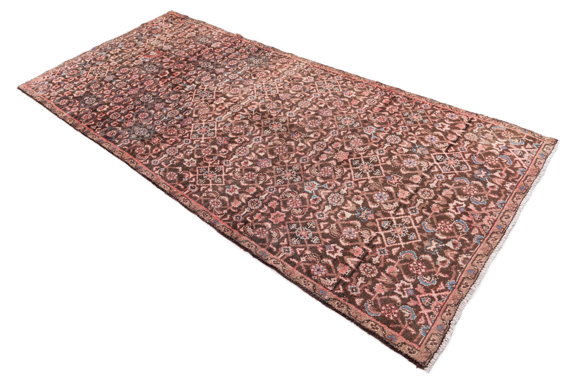 4' 1 x 9' Hand Knotted Ultra Vintage Persian Wool Runner Rug