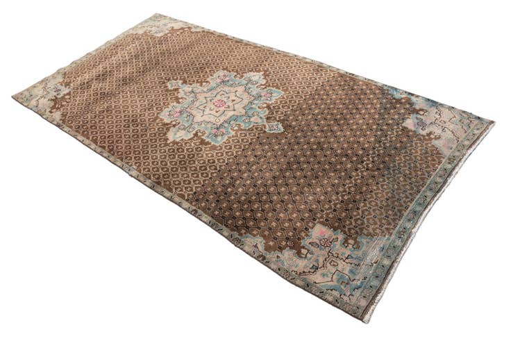 Detail image of 4' x 7' 9 Hand Knotted Ultra Vintage Persian Wool Runner Rug