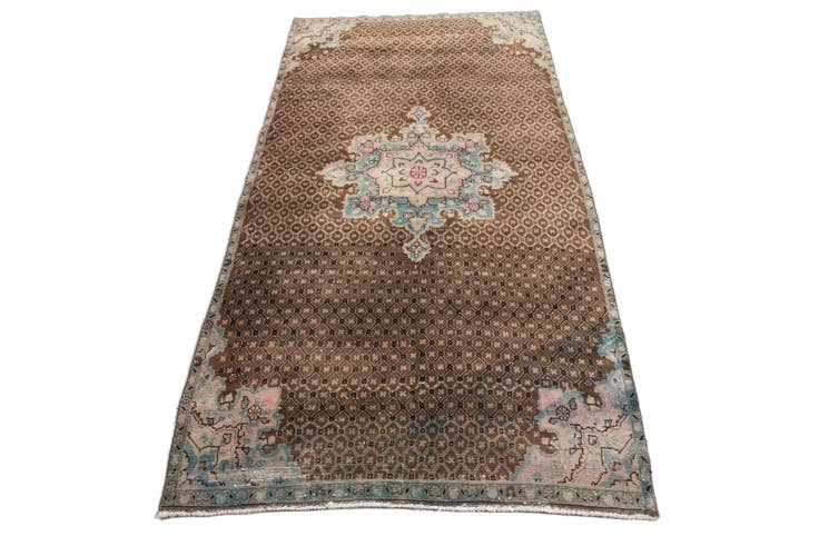 Detail image of 4' x 7' 9 Hand Knotted Ultra Vintage Persian Wool Runner Rug