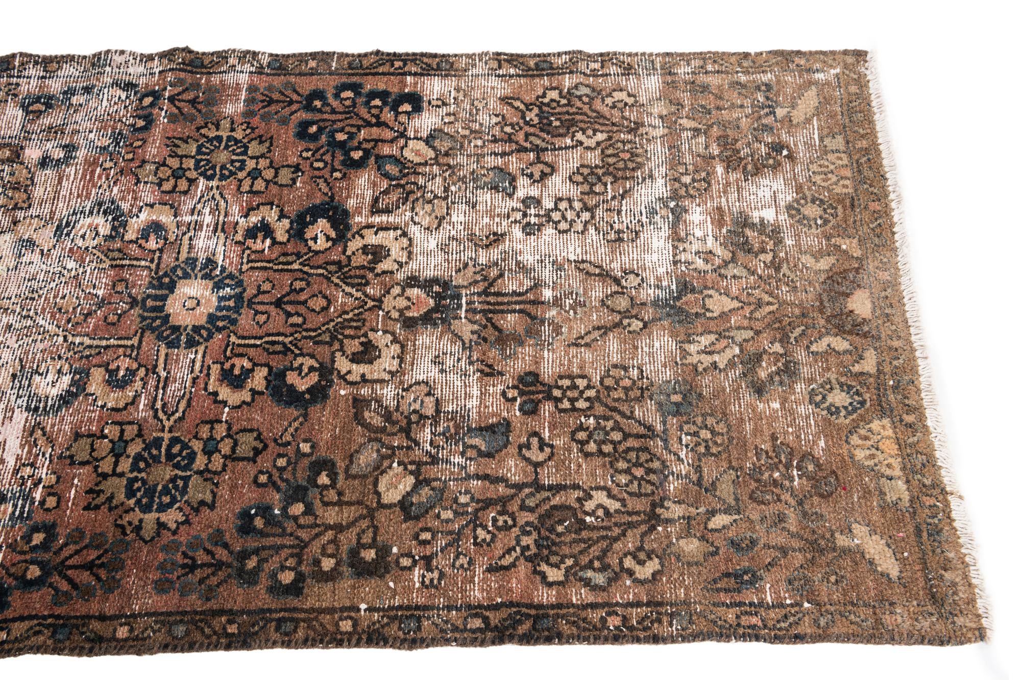 85cm x 455cm Hand Knotted Ultra Vintage Persian Wool Runner Rug