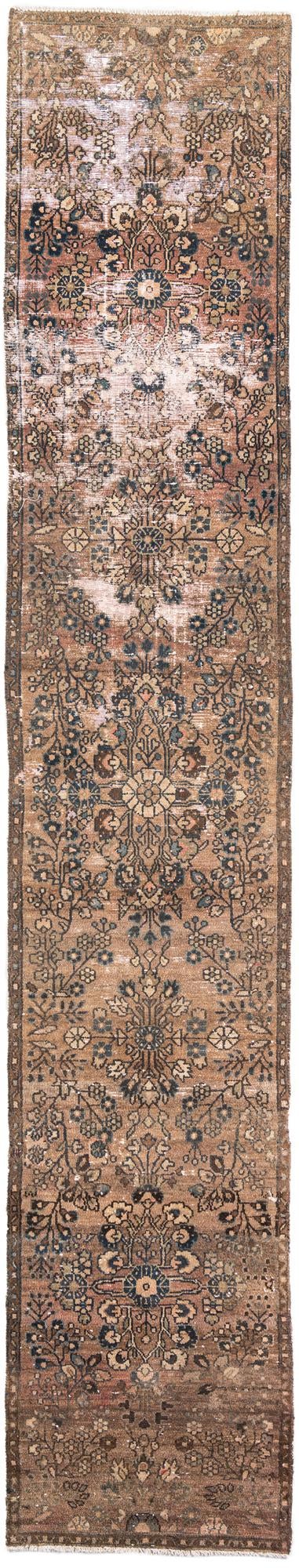 85cm x 455cm Hand Knotted Ultra Vintage Persian Wool Runner Rug