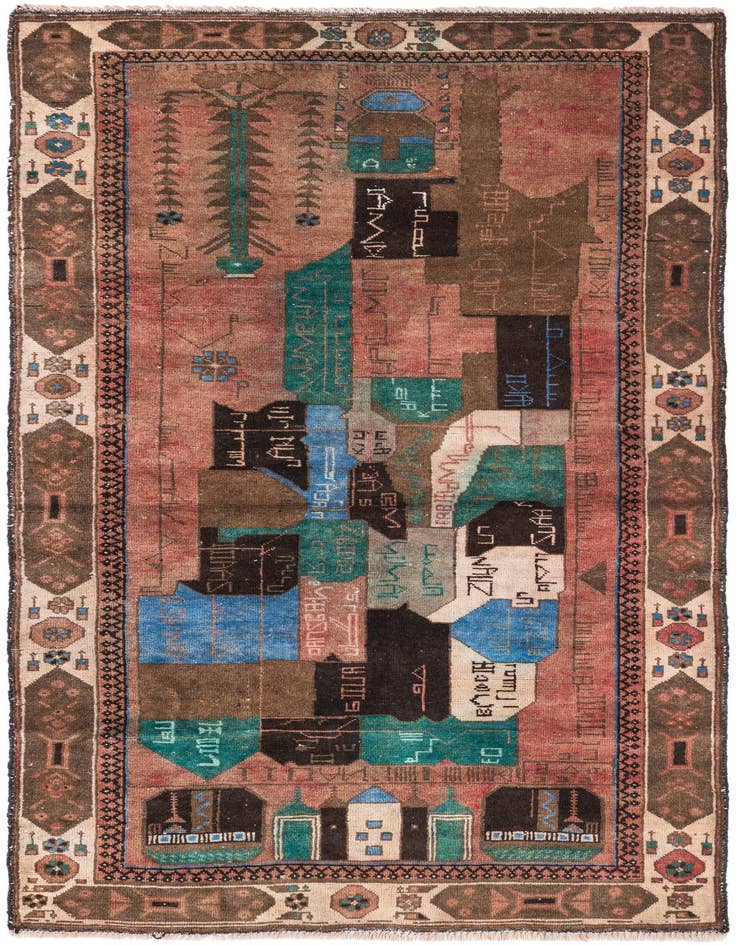 Detail image of 3' 4 x 6' 7 Hand Knotted Ultra Vintage Persian Wool Runner Rug