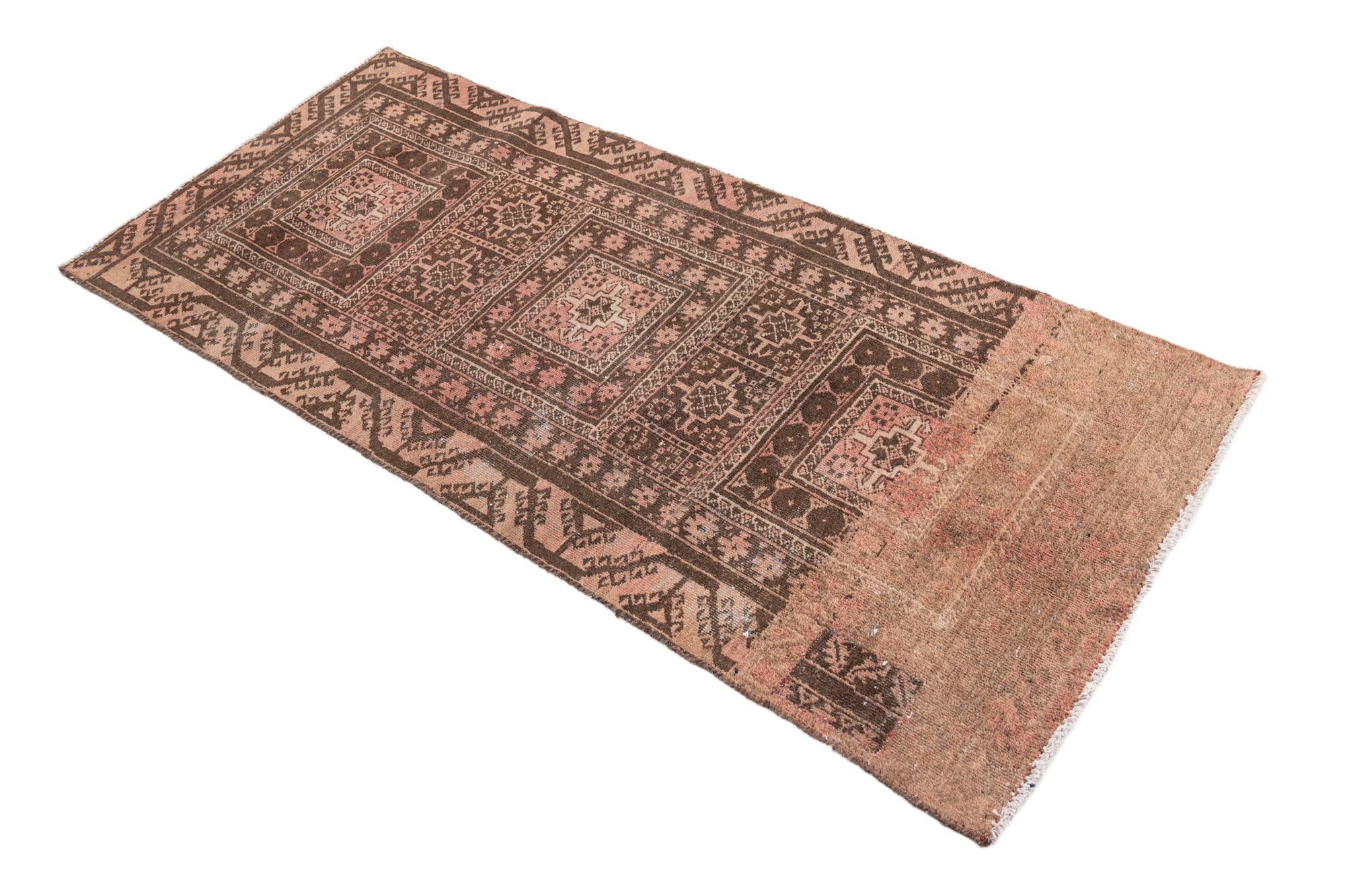 2' 5 x 5' 5 Hand Knotted Ultra Vintage Persian Wool Runner Rug
