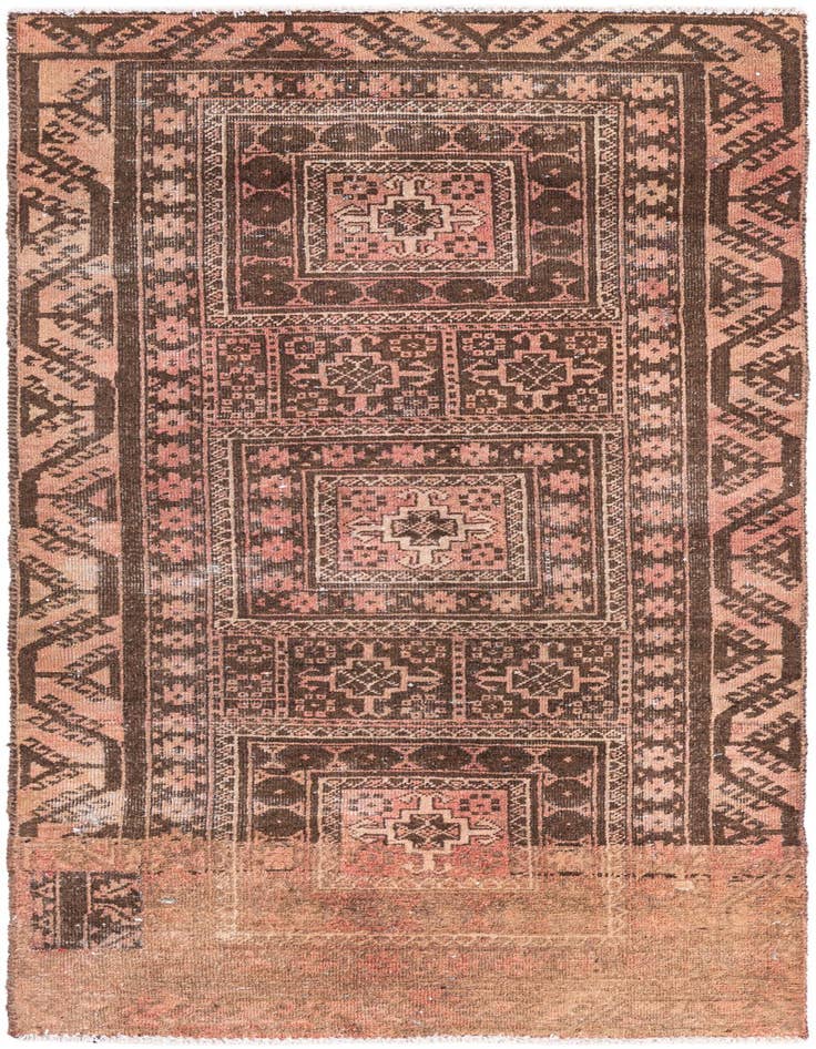 Detail image of 2' 5 x 5' 5 Hand Knotted Ultra Vintage Persian Wool Runner Rug