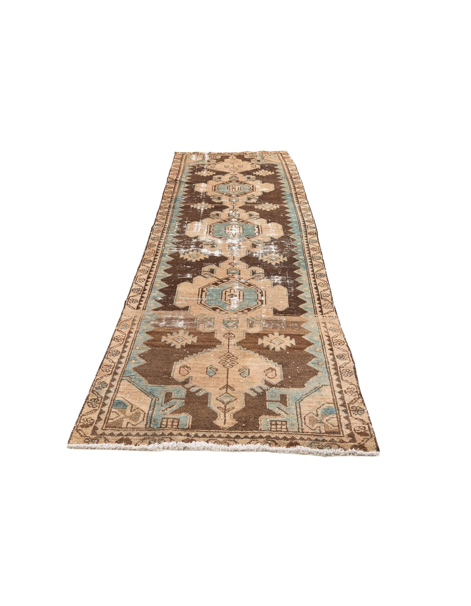 3' 1 x 9' 4 Hand Knotted Ultra Vintage Persian Wool Runner Rug