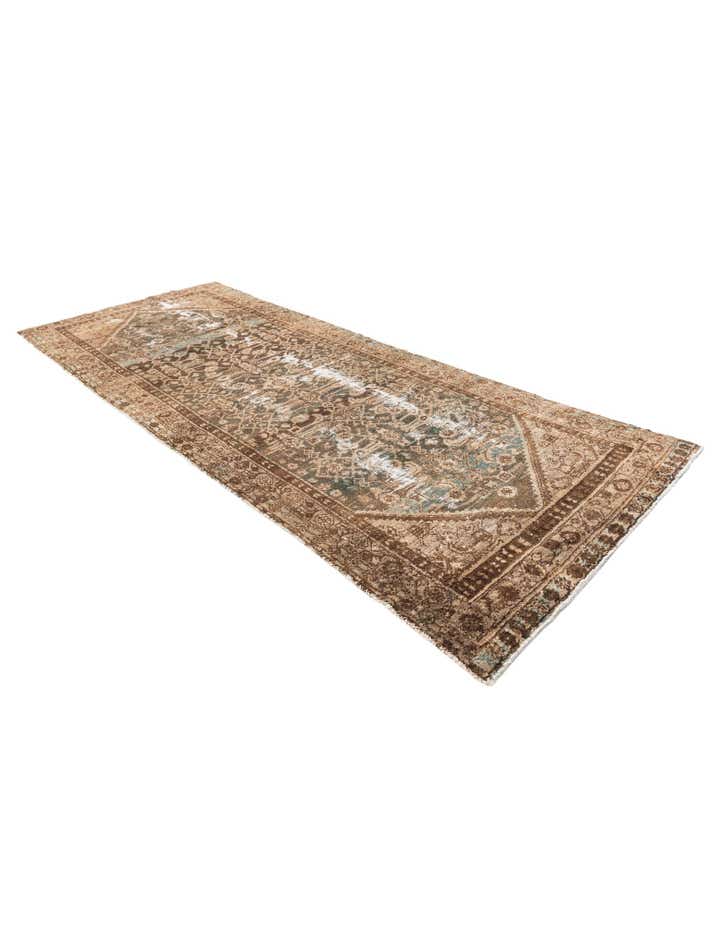 3' 9 x 9' 2 Hand Knotted Ultra Vintage Persian Wool Runner Rug