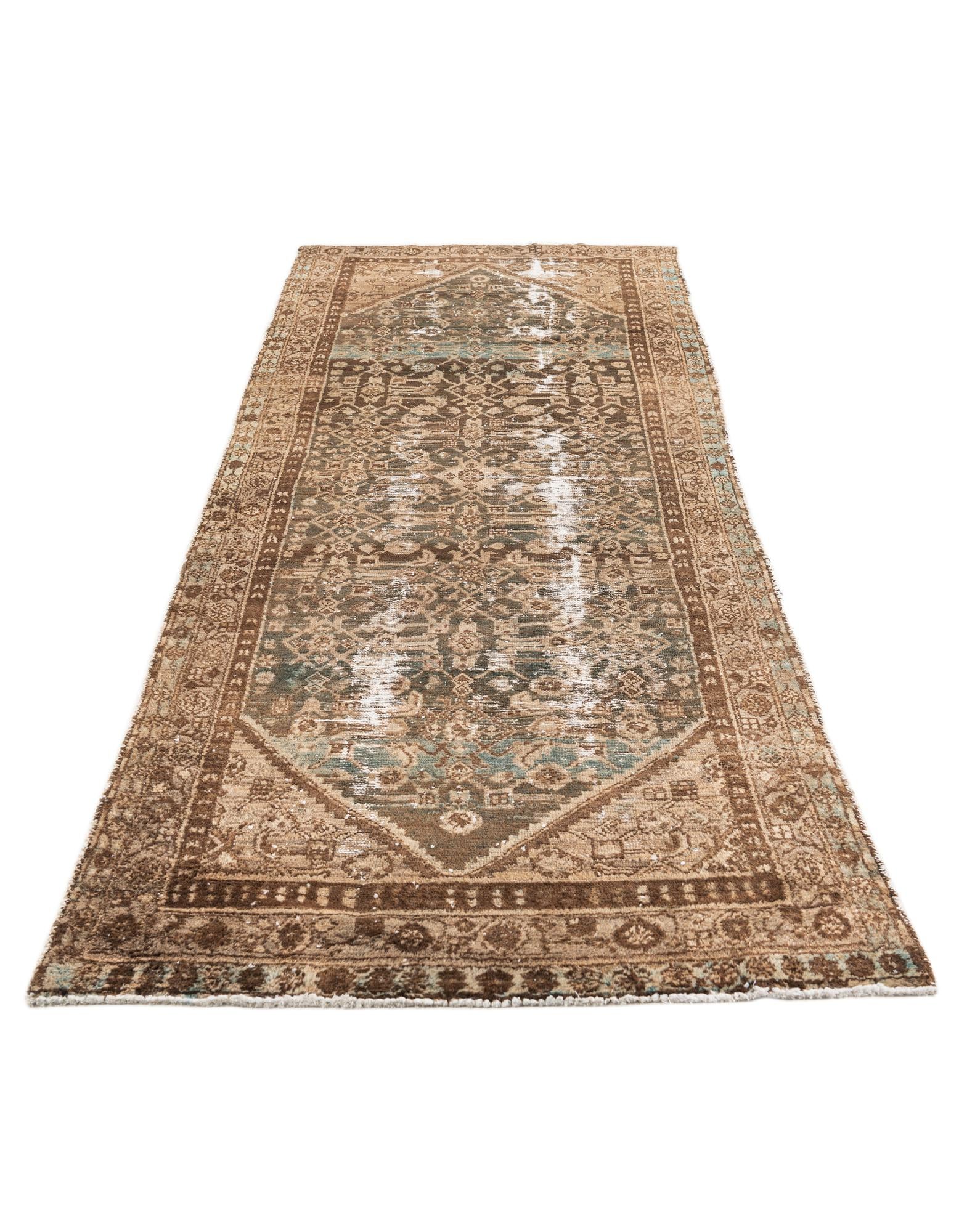3' 9 x 9' 2 Hand Knotted Ultra Vintage Persian Wool Runner Rug