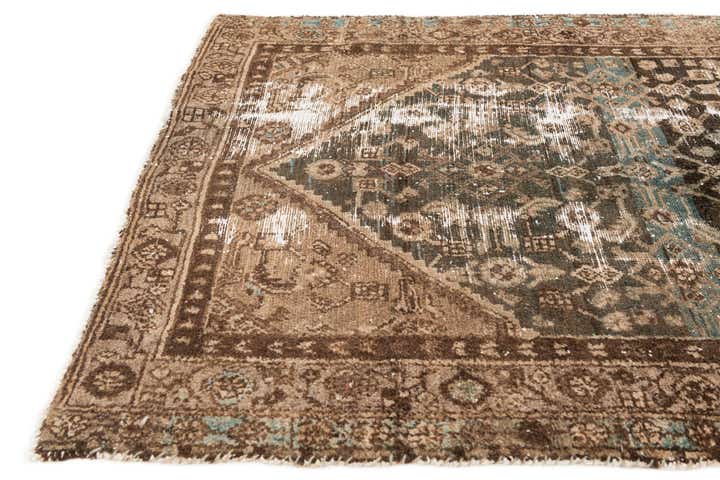 3' 9 x 9' 2 Hand Knotted Ultra Vintage Persian Wool Runner Rug