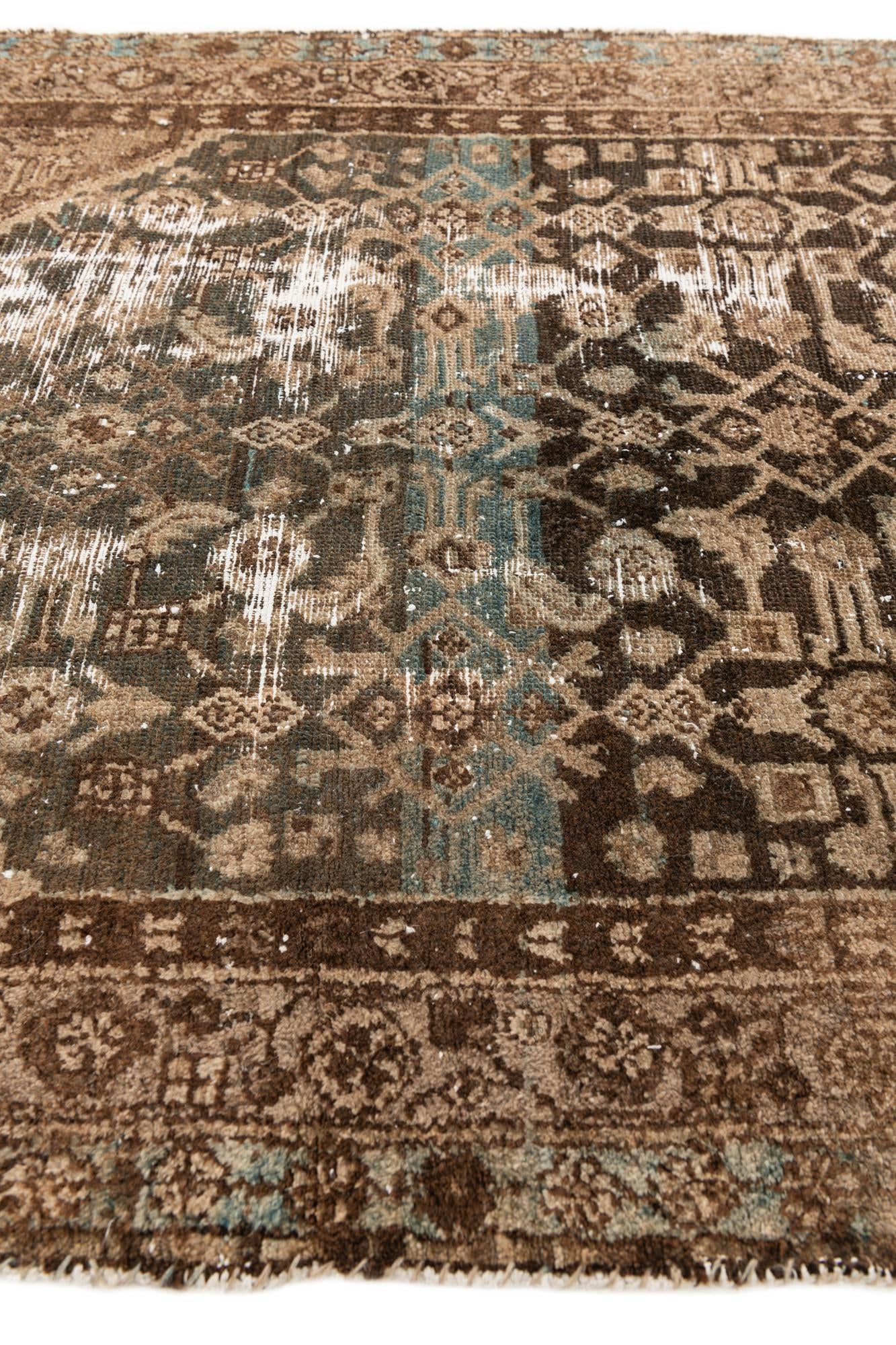 3' 9 x 9' 2 Hand Knotted Ultra Vintage Persian Wool Runner Rug
