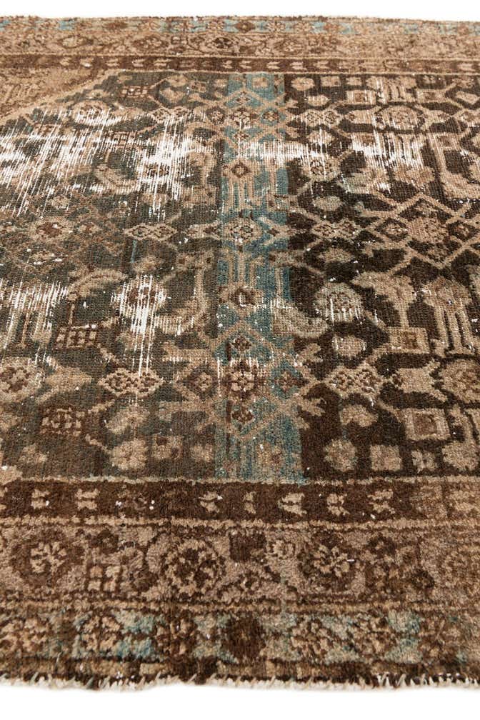 3' 9 x 9' 2 Hand Knotted Ultra Vintage Persian Wool Runner Rug