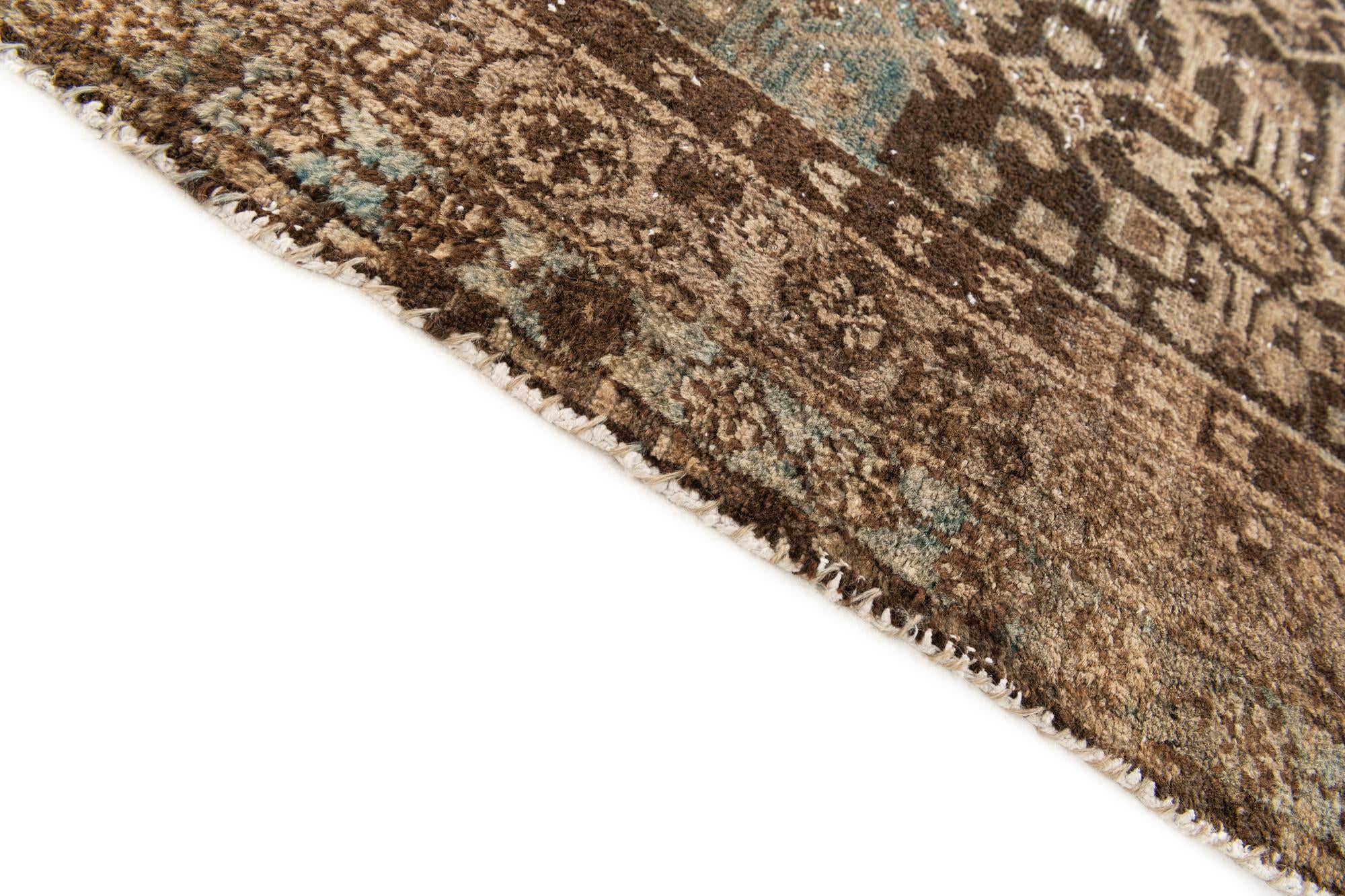 3' 9 x 9' 2 Hand Knotted Ultra Vintage Persian Wool Runner Rug