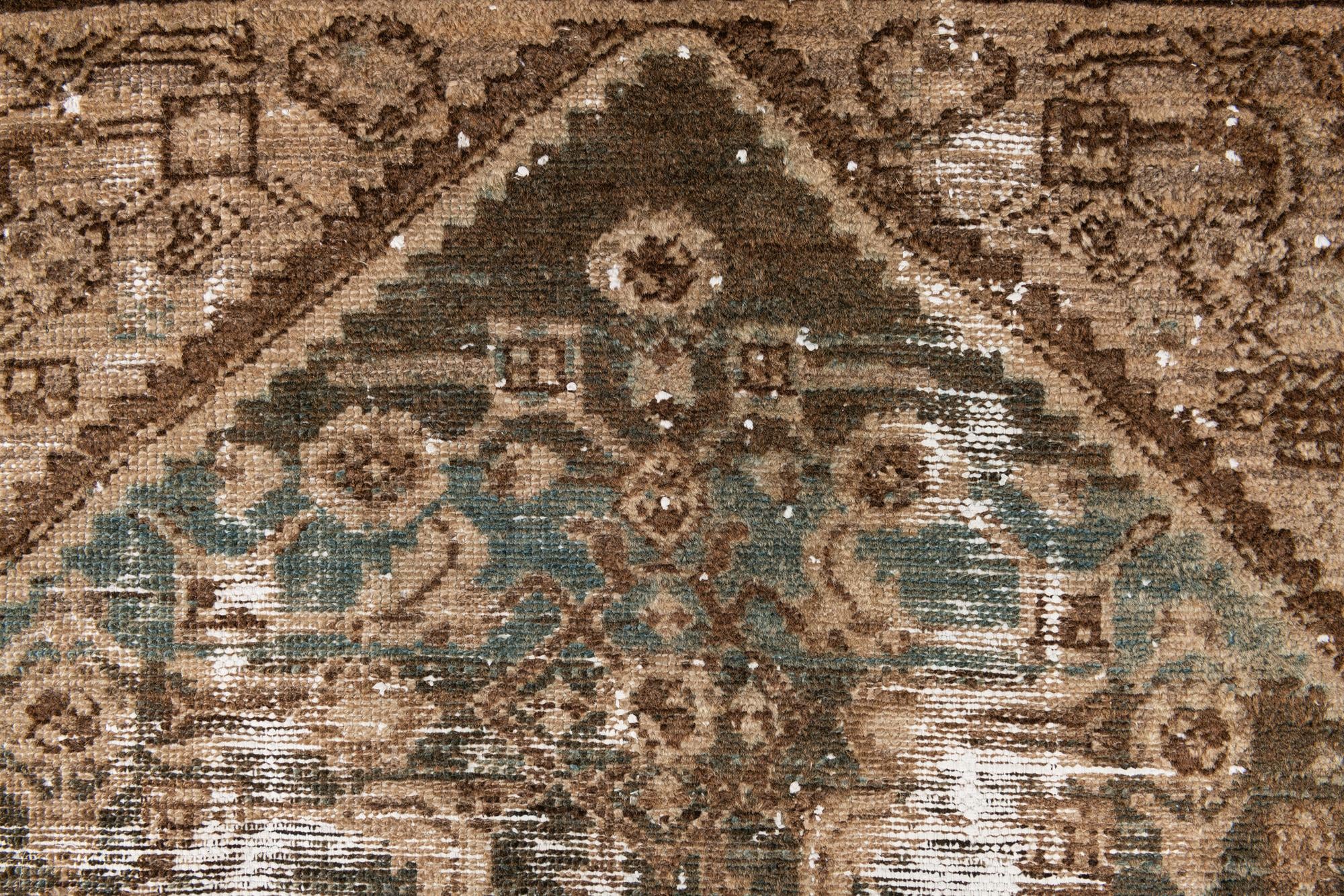 3' 9 x 9' 2 Hand Knotted Ultra Vintage Persian Wool Runner Rug