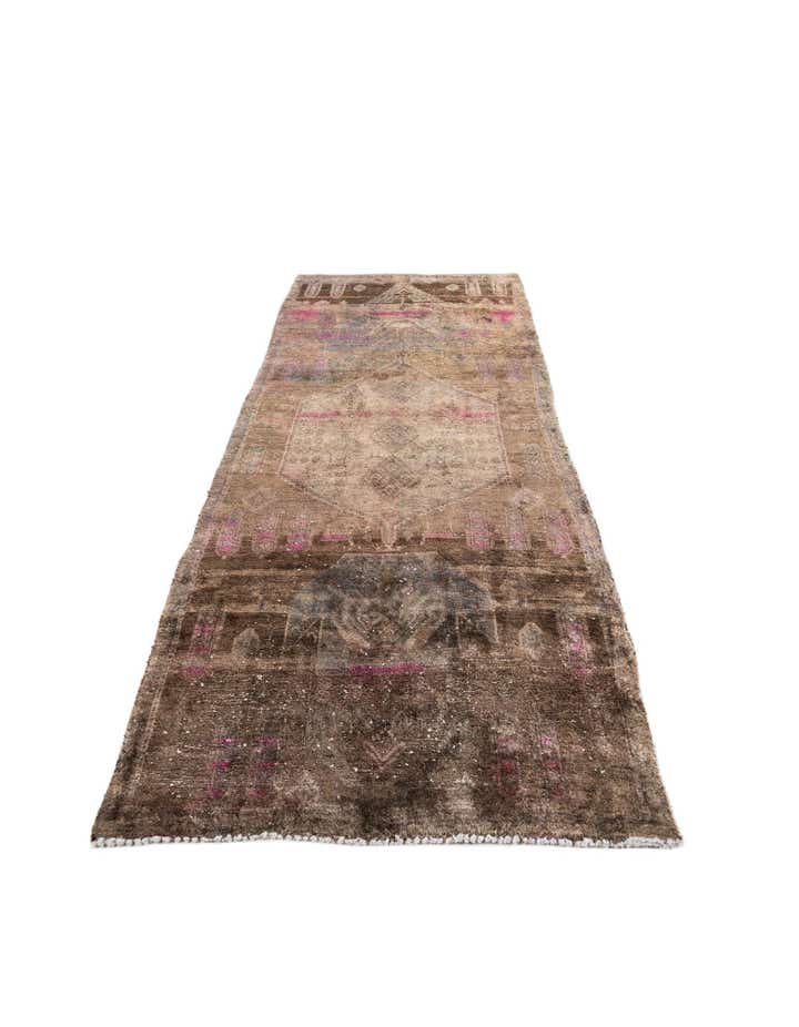 3' 7 x 8' 9 Hand Knotted Ultra Vintage Persian Wool Runner Rug