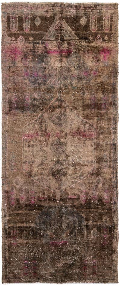 Detail image of 3' 7 x 8' 9 Hand Knotted Ultra Vintage Persian Wool Runner Rug