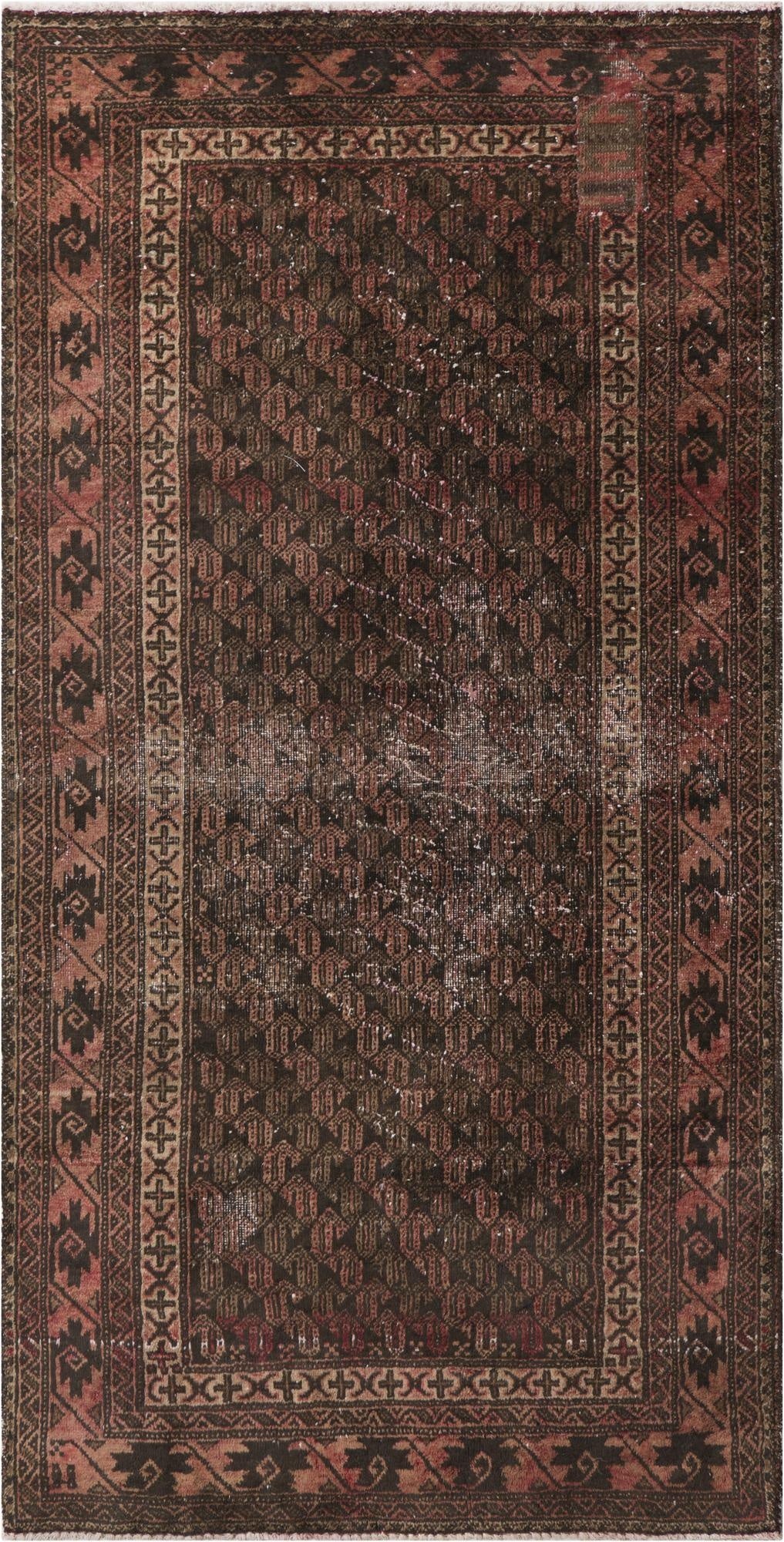 3' 1 x 6' 1  Hand Knotted Ultra Vintage Persian Wool Runner Rug