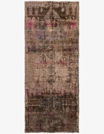 3' 7 x 8' 9 Hand Knotted Ultra Vintage Persian Wool Runner Rug
