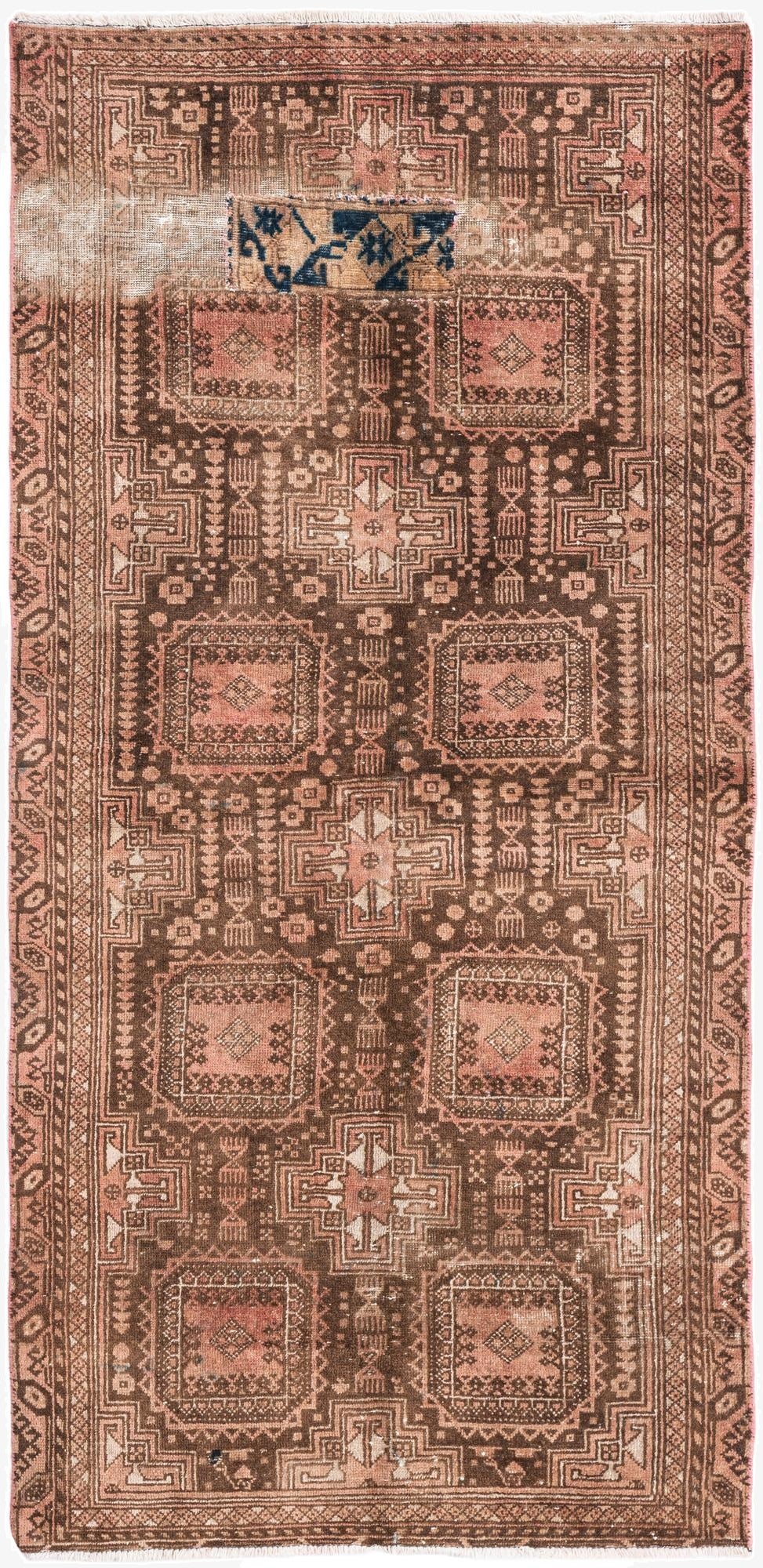 3' 4 x 6' 10  Hand Knotted Ultra Vintage Persian Wool Runner Rug