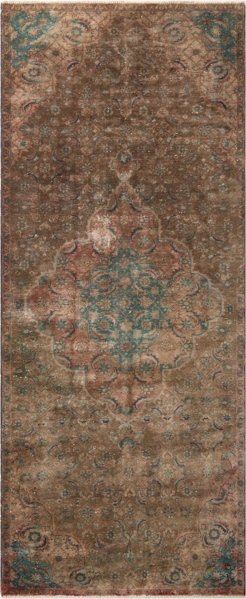 4' 2 x 10' 1  Hand Knotted Ultra Vintage Persian Wool Runner Rug