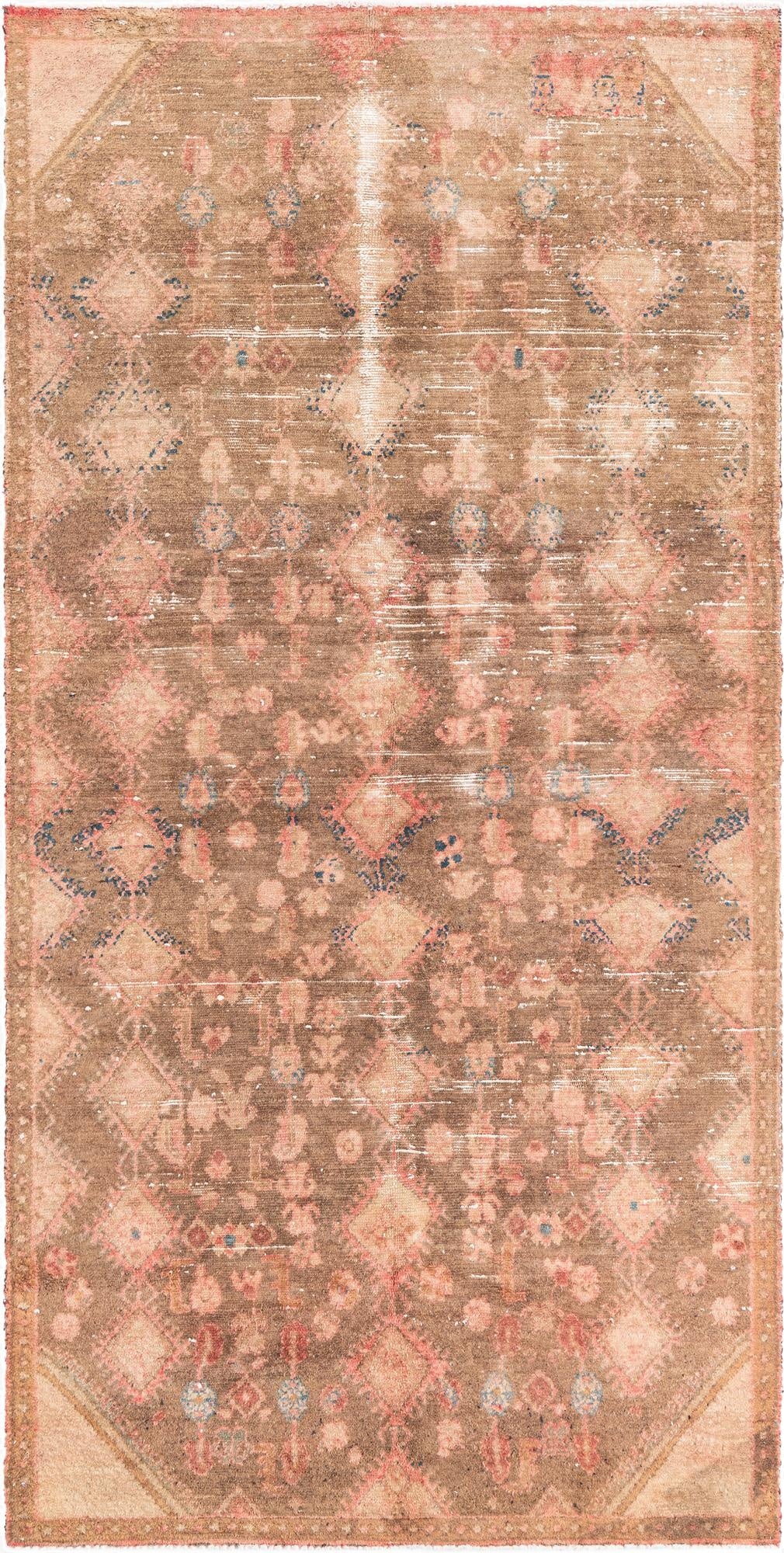 4' 6 x 9' 2  Hand Knotted Ultra Vintage Persian Wool Runner Rug