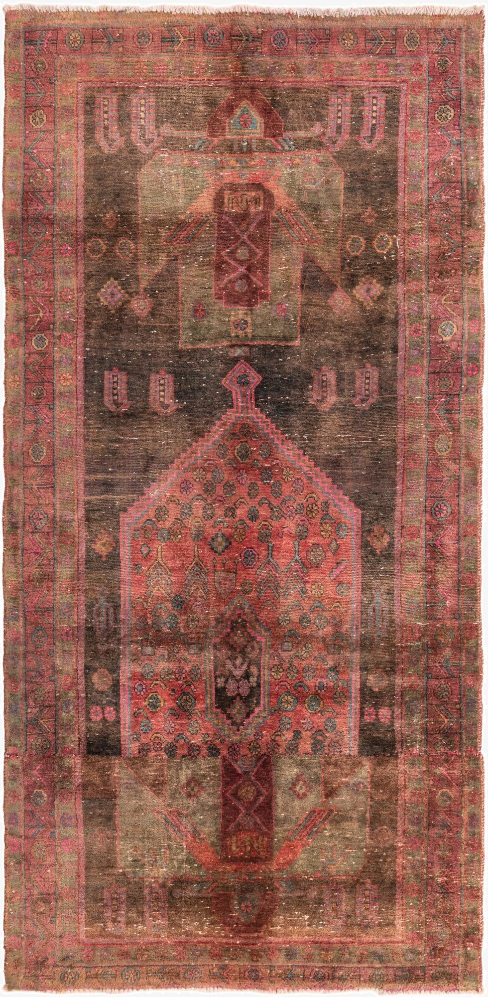4' 10 x 9' 9  Hand Knotted Ultra Vintage Persian Wool Runner Rug
