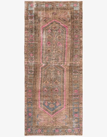 3' 7 x 8' 6 Hand Knotted Ultra Vintage Persian Wool Runner Rug