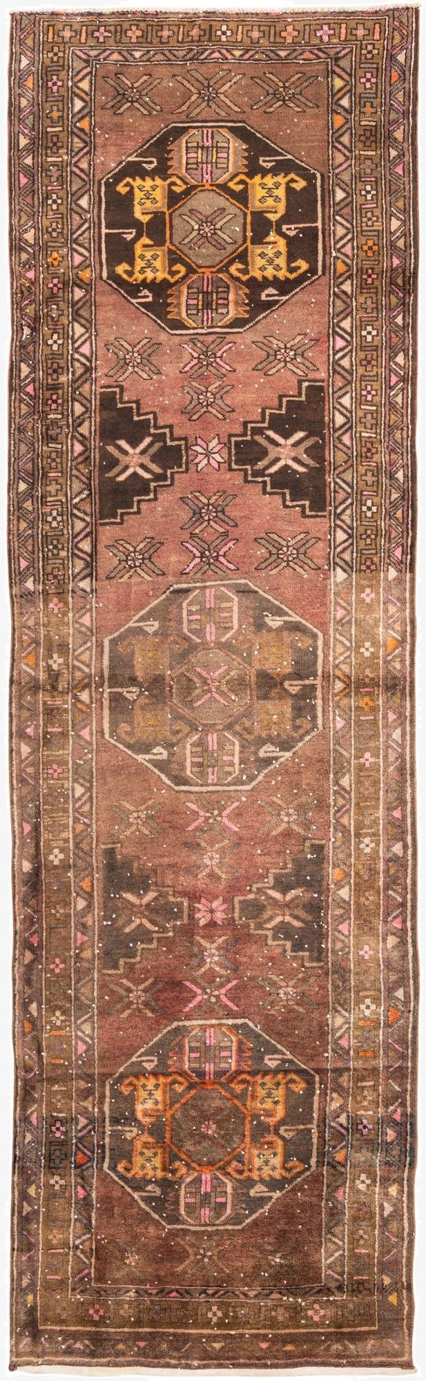 3' 9 x 12' 8  Hand Knotted Ultra Vintage Persian Wool Runner Rug