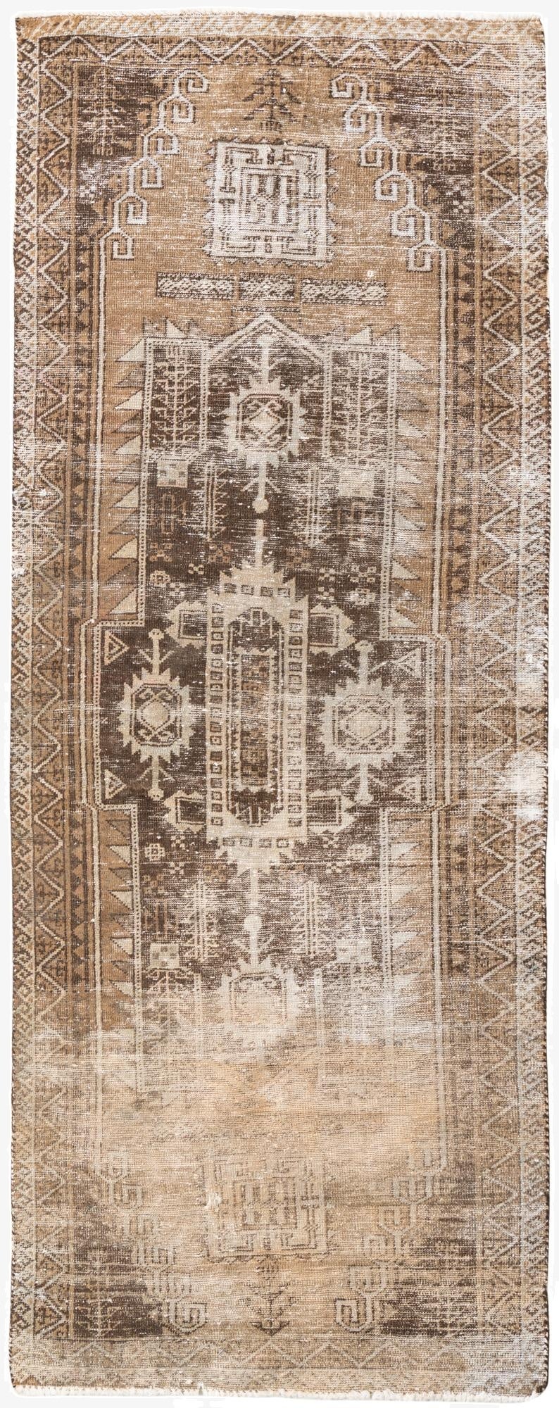 3' x 7' 6  Hand Knotted Ultra Vintage Persian Wool Runner Rug