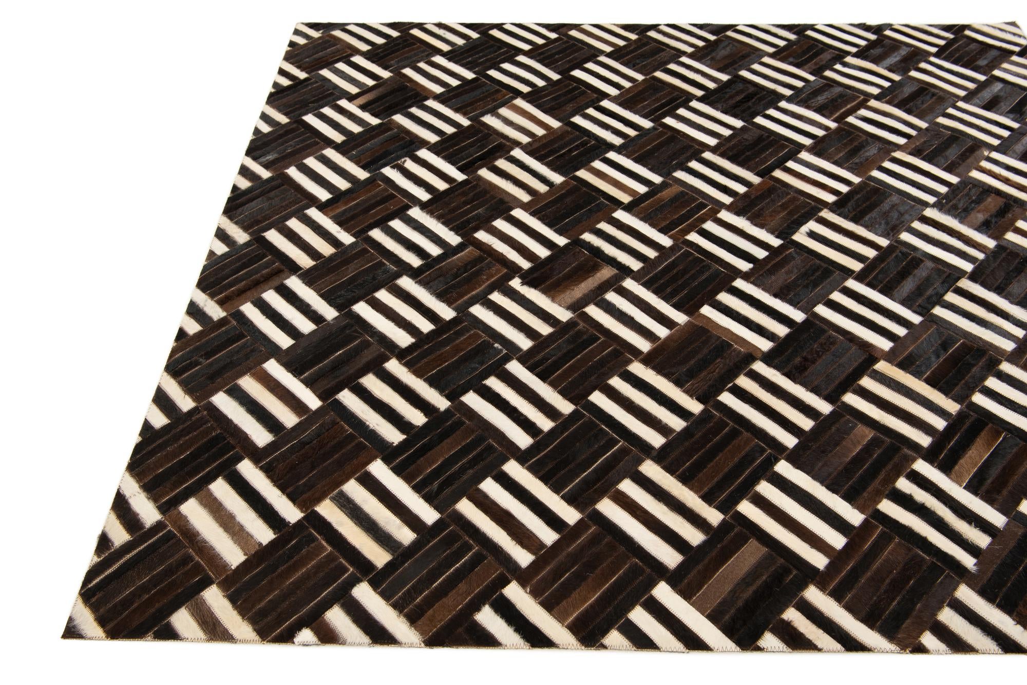 5' 10 x 6' 6 Cowhide Stocks Square Rug