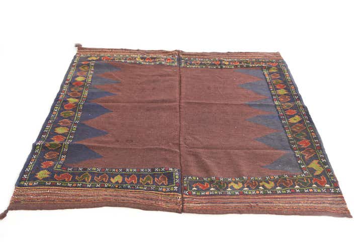 4' x 4' 2 Hand Woven Kilim Afghan Wool Square Rug