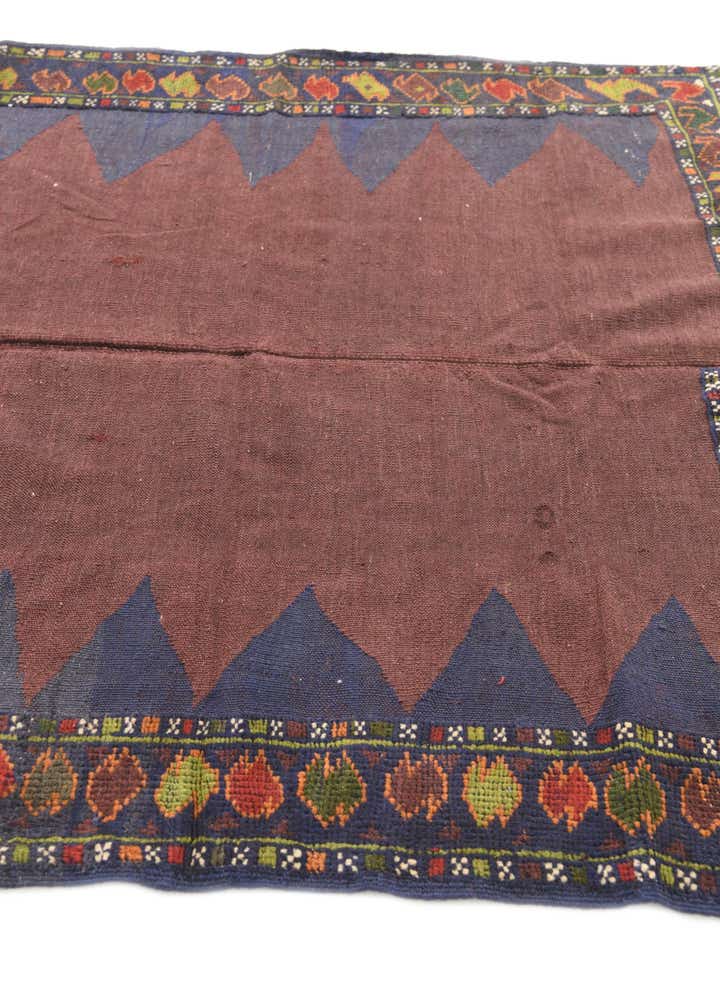 4' x 4' 2 Hand Woven Kilim Afghan Wool Square Rug