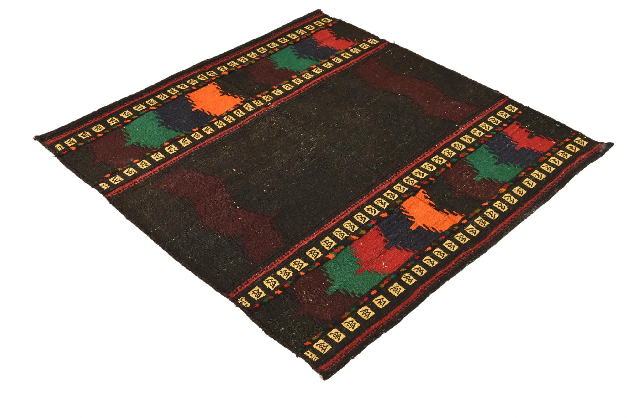 4' x 4' Hand Woven Kilim Fars Wool Square Rug