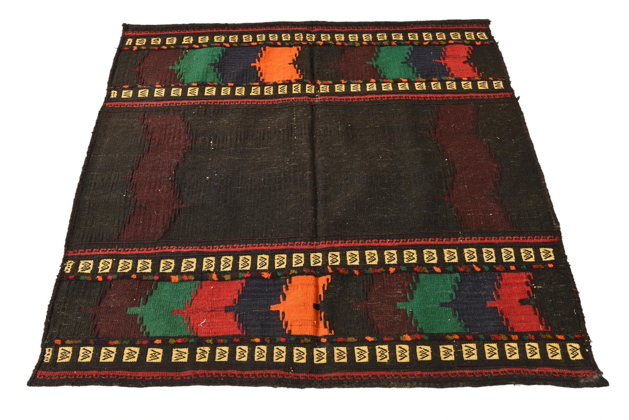 4' x 4' Hand Woven Kilim Fars Wool Square Rug
