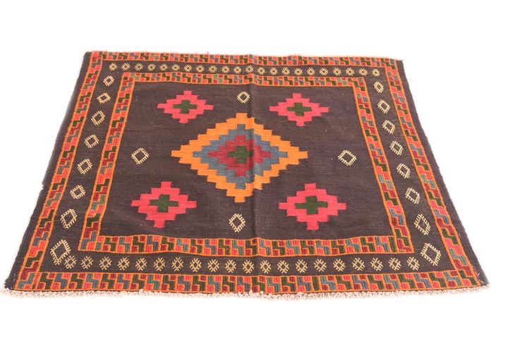3' 3 x 3' 5 Hand Woven Kilim Modern Wool Square Rug